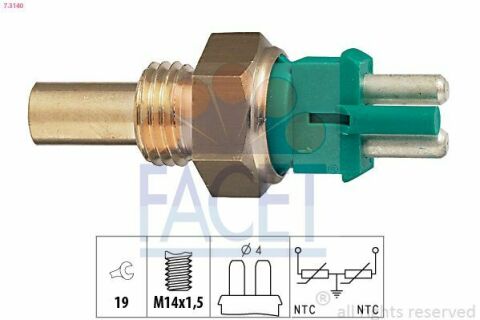 Датчик температури OM602 (2-фішки) зелений/LT II 2.8TDI