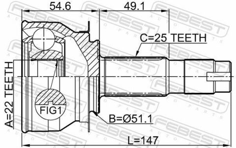 ШРКШ (ШРУС) наружный 22x51x25 CHEVROLET COBALT 13-