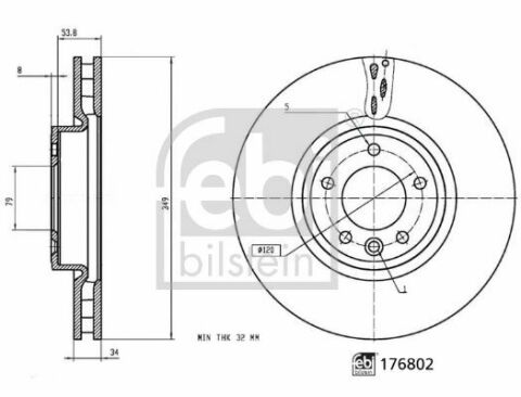 Диск тормозной (передний) Land Rover Discovery V/Range Rover IV 2.0/3.0 12- (349x34)