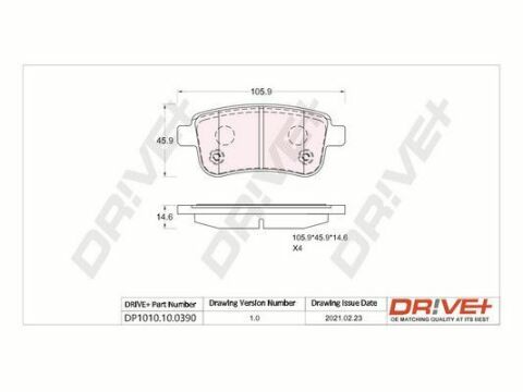 DP1010.10.0390 Drive+ - Гальмівні колодки до дисків