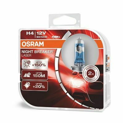 Лампа галогенная H4 / Серия: Night Bracker Laser / Яркость: + 150% 12V 60/55W - (2 шт.) ближний / дальний свет