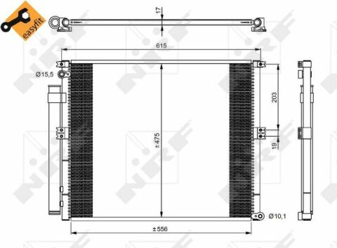 Радиатор кондиционера Toyota Land Cruiser 3.0D 02-09 (475x556x17)