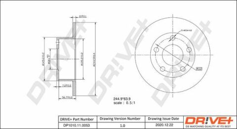 Диск гальмівний (задній) Audi 100 -94/A6/VW Passat B5 94-05/Skoda Superb 01-08 (245x10)(з покр)(повн.)