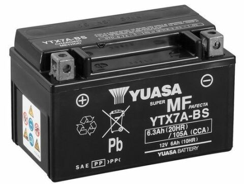 МОТО Yuasa 12V 6Ah MF VRLA Battery AGM YTX7A-BS(сухозаряженный)