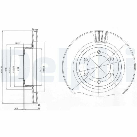 DELPHI TOYOTA Тормозной диск передн. Land Cruiser Prado 02-