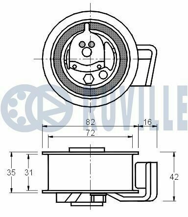 RUVILLE VW Натяжной ролик AUDI A6 1,9TDI AJM 98- натяжной 72,0X35,0