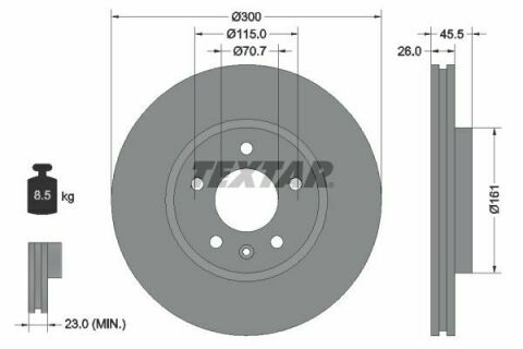 Диск тормозной Opel Astra J 09- (300x26) PRO+