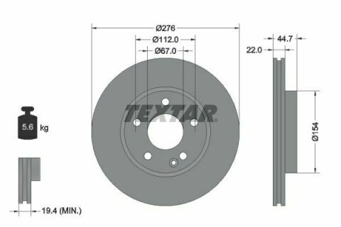 Диск тормозной (передний) MB A-class (W169) / B-class (W245) 05-12 (276x22) PRO