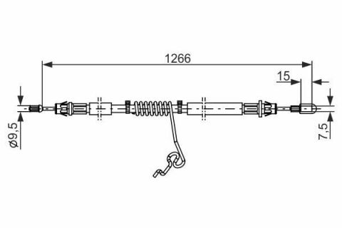 Трос ручника (задний) (R) Ford Transit 06-14 (1266/1066mm)