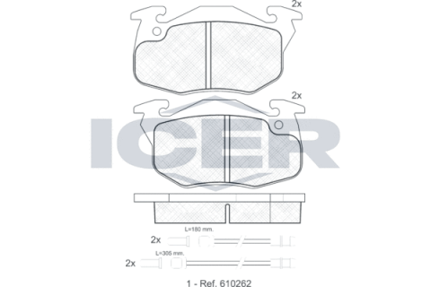 Колодки тормозные (передние) Peugeot 106/306 91-04 (+датчики L=180mm/305mm)