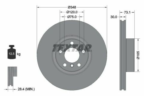 Диск тормозной (передний) BMW X4 (F26) 3.0 15-18 (348x30) (L) N55 B30 PRO+