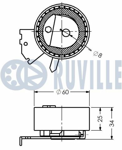 RUVILLE CITROEN Ролик натяж. Berlingo,C2/C3,Saxo,Xsara PEUGEOT 106/206/207/306/307, Partner