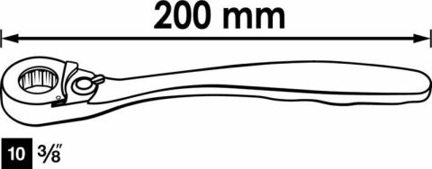 Трещотка 3/8" 200 мм