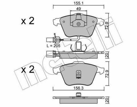 Колодки тормозные (передние) Audi A6 97-05 (+датчики)