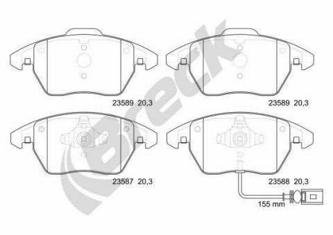 Колодки тормозные (передние) VW Caddy 03-(с датчиком) (155.2x20.4x66)