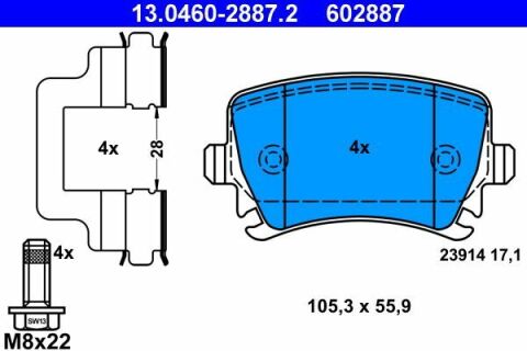 Колодки гальмівні (задні) Audi A3/TT/Skoda Octavia/SuperB/VW Golf 03-