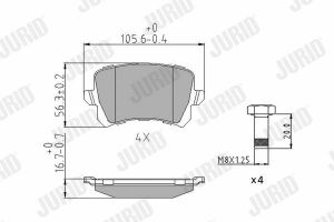 тормозные колодки задние audi a3 03-golf v, caddy iii, touranskoda octavia