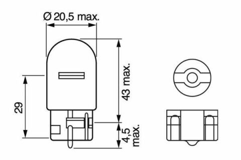 Автолампа WY21W 12V 21W W3x16d Pure Light WS (без цоколя, велика/жовта)