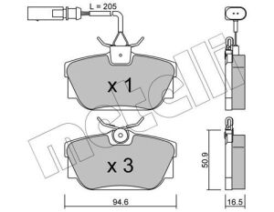 Колодки гальмівні (задні) VW T4 90-03 R15 (+датчик)