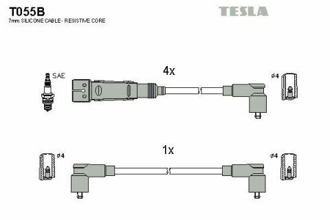 Кабель запалювання к-кт TESLA Ibiza, Cordoba 1,6 99-02, Caddy, Polo,Polo Classic,Lupo 1,0