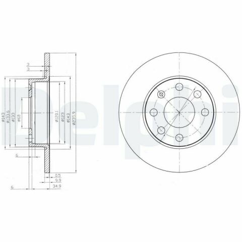 Диск тормозной передний KADETT E 1.0-1.3 OPEL