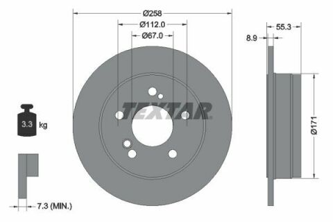 Диск тормозной (задний) MB 190 (W201/W124) 82-97 (258x8.9) PRO