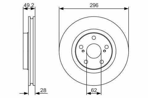 Диск гальмівний (передній) Toyota Auris 10-/Rav4 2.0-2.2 06- (296x28)