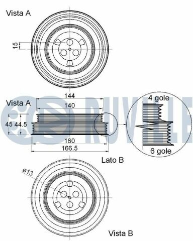 RUVILLE FORD Шків колінвалу Transit 2.2TDCi 06-, CITROEN Jumper