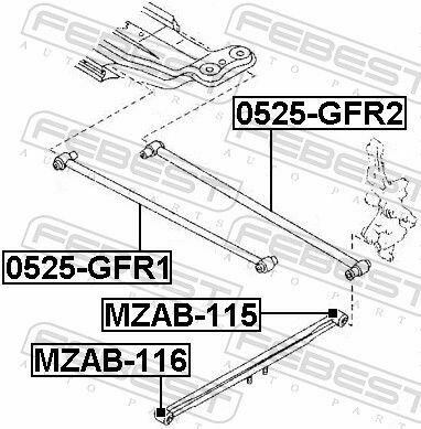 Сайлентблок задньої тяги поздовжньої Mazda 323 98-04