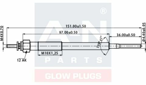 A-N PARTS ISUZU Свеча накала (двойная спираль) 11V D-Max,N-Serie 2.5/3.0D 02-