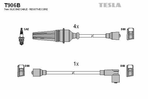 Кабель зажигания к-кт TESLA Peugeot 205 83-89 1,4