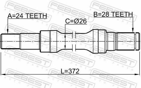 Полуось правая 24x372x28 Mazda 323 F/P Mk VI 1.4 98-