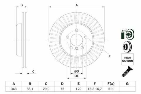 Диск тормозной (передний) BMW 5 (F10/F11)/6 (F06/F13) 09- (348x30) N47/N52/N53/N55/N57