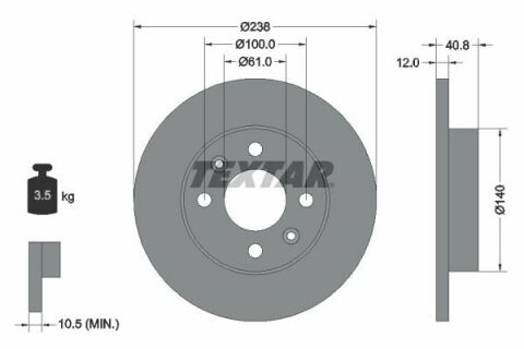 Диск гальмівний (передній) Renault Megane/ Clio 1.2-1.9 90-03 (238x12) PRO