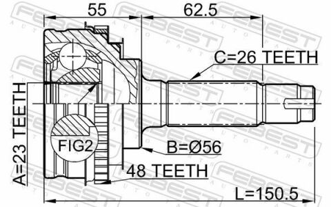 ШРКШ (ШРУС) наружный 23x56x26 TOYOTA COROLLA 91-