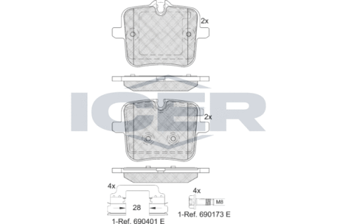 Колодки тормозные (задние) BMW 5 (G30/F90)/7 (G11/G12)/8 (G15/F92)/X5 (G05)/X6 (G06)/X7 (G07) ​​17-