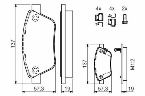 Колодки гальмівні (передні) Fiat 500L/Opel Corsa D 06- (Bosch) (з датчиками)