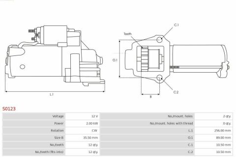 Стартер Ford Transit 2.2-2.4TDCi 06-/Land Rover Defender 07-17/Peugeot Boxer/Fiat Ducato 06-(2kw)