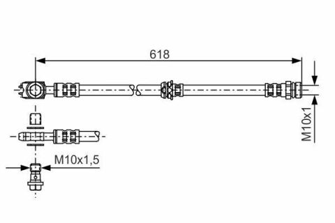 Шланг тормозной (передний) Skoda SuperB II/VW Passat/CC 1.4-3.6 05-16 (605mm)