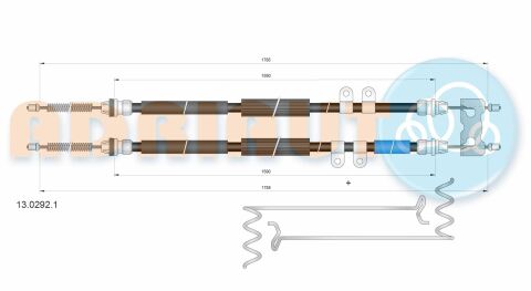 Трос ручного тормозной задний правый/левый Transit Connect 1,8 02- FORD