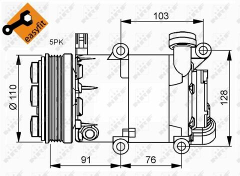 Компрессор кондиционера Ford Focus/C-Max/Kuga 1.4-2.5 04-/Volvo C30/S40/V50 1.6 05-12