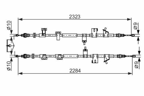 Трос ручного гальма 2323/2284мм TRANSIT/TOURNEO Connect 13- (довга база) FORD