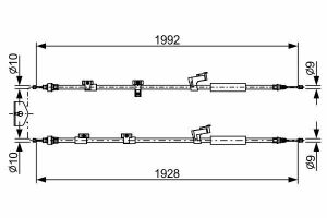 FORD Трос ручного тормоза задн. 1990/1885+1925/1805 мм GRAND C-MAX 10-