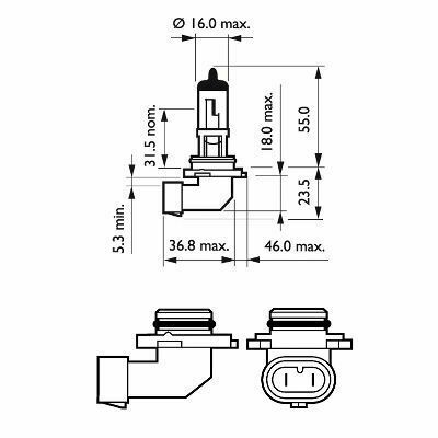 9006PRC1 (PHILIPS) HB4 Vision (+30%) 12 В 55 Вт P22d