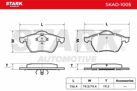 Комплект гальмівних накладок, дискове гальмо