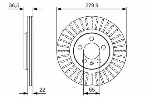 Диск тормозной передний (вентил.) AUDI A3, VW Golf 4 SKODA Octavia SEAT (280*22)