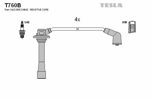 Кабель запалювання к-кт TESLA Mazda 626,MX6 91- 1,8