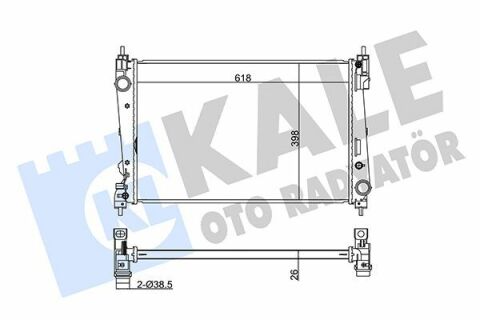 KALE FIAT Радиатор охлаждения Brava II,Doblo,Grande Punto 1.3/1.9d 07-