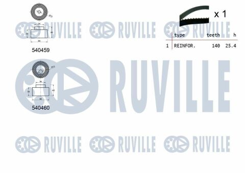 RUVILLE К-кт. ГРМ (ремень+2шт. ролика +крепление) Citroen Berlingo 1.9D