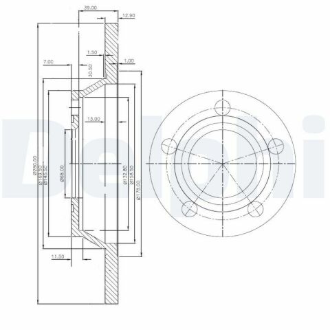 DELPHI VW Диск гальмівний передній A4 1.6/1.9TDI 11/94-